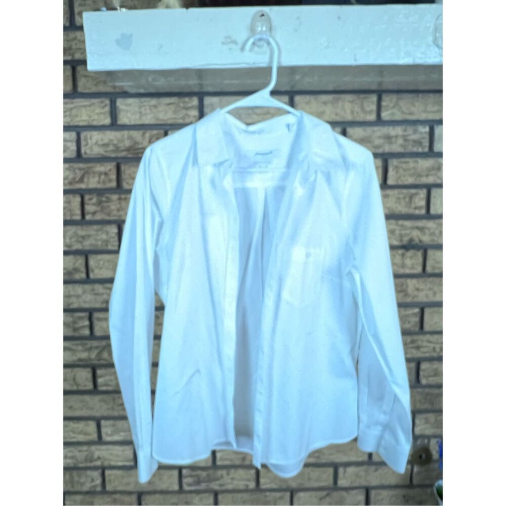 Foxcroft Women's Size 10 Fitted Fit White Button Front Blouse‎ Dress Shirt